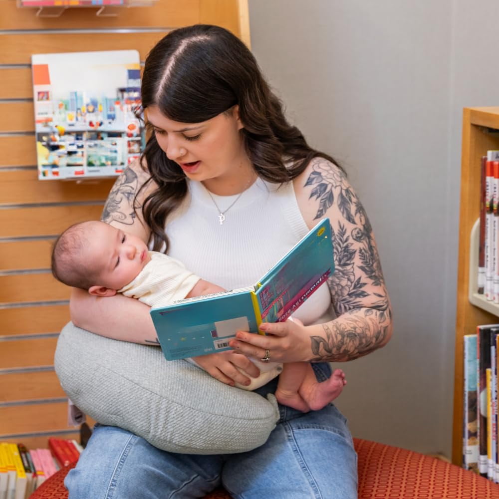Boppy Anywhere Travel Nursing Pillow - Compact, Ergonomic Bottle & Breastfeeding Pillow with Snap & Loop Hanging Closure and Firm Hypoallergenic Fill, Baby Safety Alliance Verified