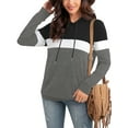 thumbnail image 6 of Anbech Color Contrast Womens Hoodie Tops Stitching Causal Sweatshirt Long Sleeve Drawstring Hooded, 6 of 9