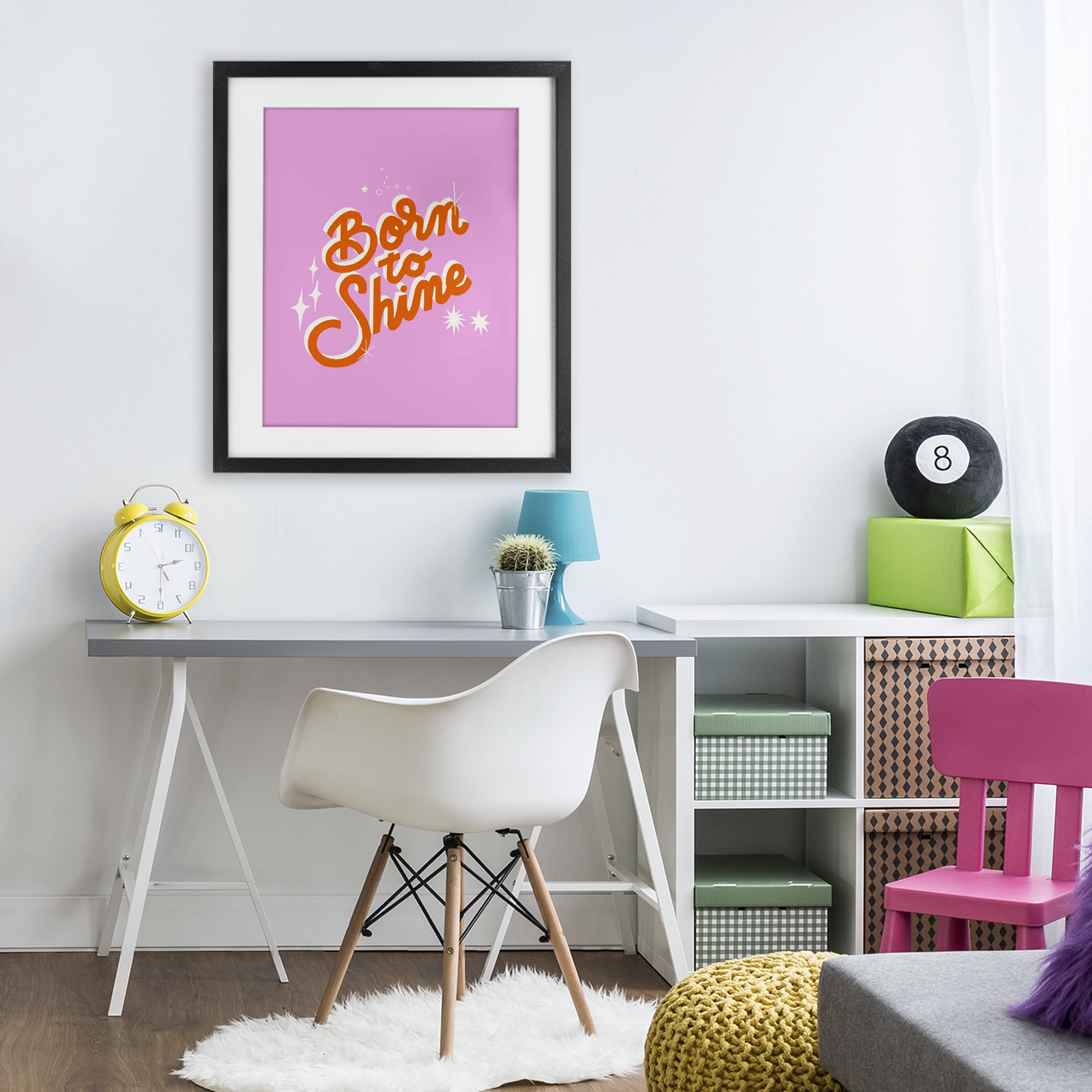 Stupell Industries Born To Shine on Pink Black Framed Print Under Glass, design by Indira Prieto | IndySign