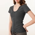 thumbnail image 1 of FcBaudy Hauts pour Femmes, Chemises pour Femmes, Blouses à Manches Courtes et Col Rond & Chemises Décontractées pour Femmes, Blouse à Manches Courtes à Capuche et Col Rond, T-shirt en polyester pour Femmes, 1 of 8