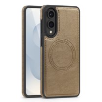 Designed for Samsung Galaxy S25 Edge Magnetic Phone Case,Compatible with Mag-Safe,Heavy Duty Protection,PU Leather Shockproof Non-Slip Durable Rugged Ultra Slim Thin Fit Phone Case,Desertgold