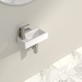 thumbnail image 2 of 14.5x7 Inch Porcelain White Bathroom Ceramic Sink Rectangular Wall Mount Small Sink, Left Pre-Drilled Faucet Hole, 2 of 7