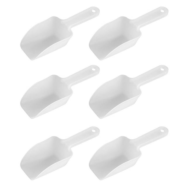 6Pcs Ice Scoops Flat Bottom Scoops Utility Hand Scoop Kitchen Utensils (White)
