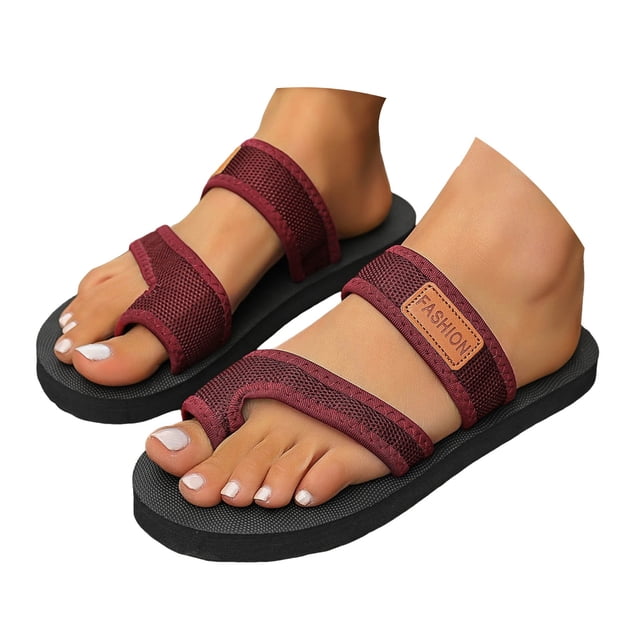 IUJSOY Womens Flip Flops Clip Toe Ring Flat Sandals Comfortble Yoga Mat Mesh Beach Slippers Slides