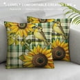 thumbnail image 3 of Spring Summer Sunflower Decorative Throw Pillow Cover Set of Floral Flower Buffalo Plaid Check Farmhouse Outdoor Home Decor, Bird Fall Autumn Seasonal Couch Cushion Case, 3 of 5