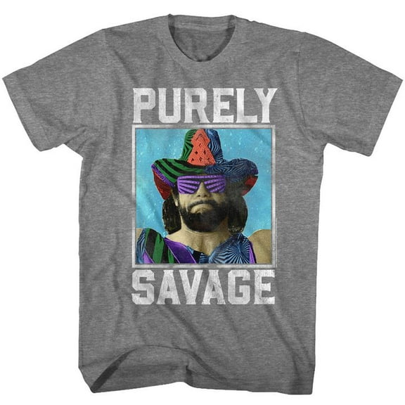 Macho Man Purely Savage Graphite Heather Adult T-Shirt 5Xl