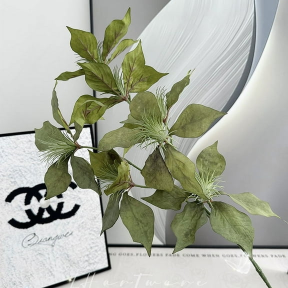 Zhuge 5 Pack 7 Heads Christmas Artificial Poinsettia Flowers Faux Poinsettia Bush Bouquets Silk Poinsettia Christmas Tree Ornaments Poinsettia Flowers Arrangement for Xmas Holiday Decor，Green