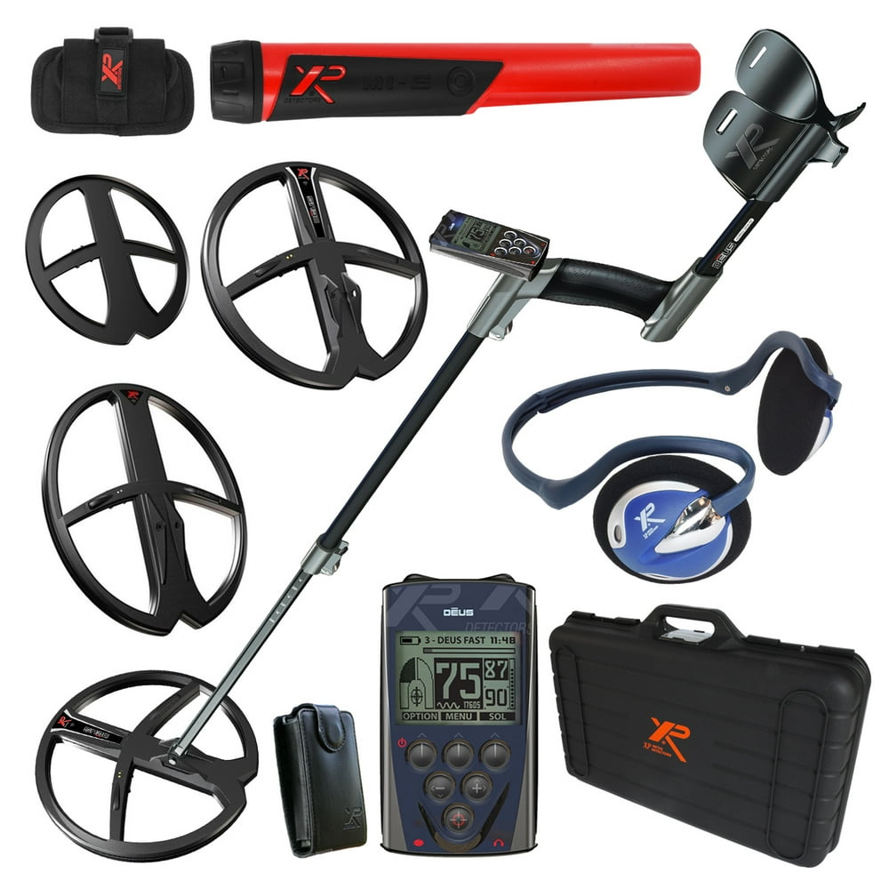 XP Deus Metal Detector with MI6 Pinpointer and Case with Backphones