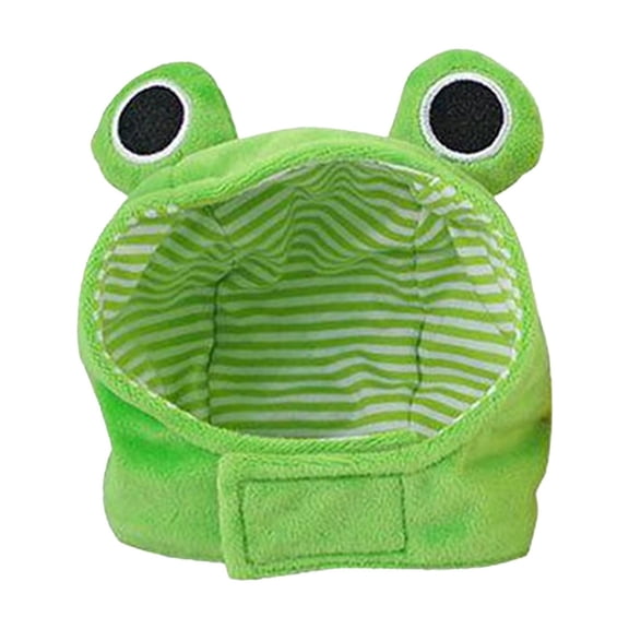 Pet Hat Fastener Tape Plush Frog Pet Headgear Animal Cosplay Dog Headwear Fashion Accessory for Parties-Green,S