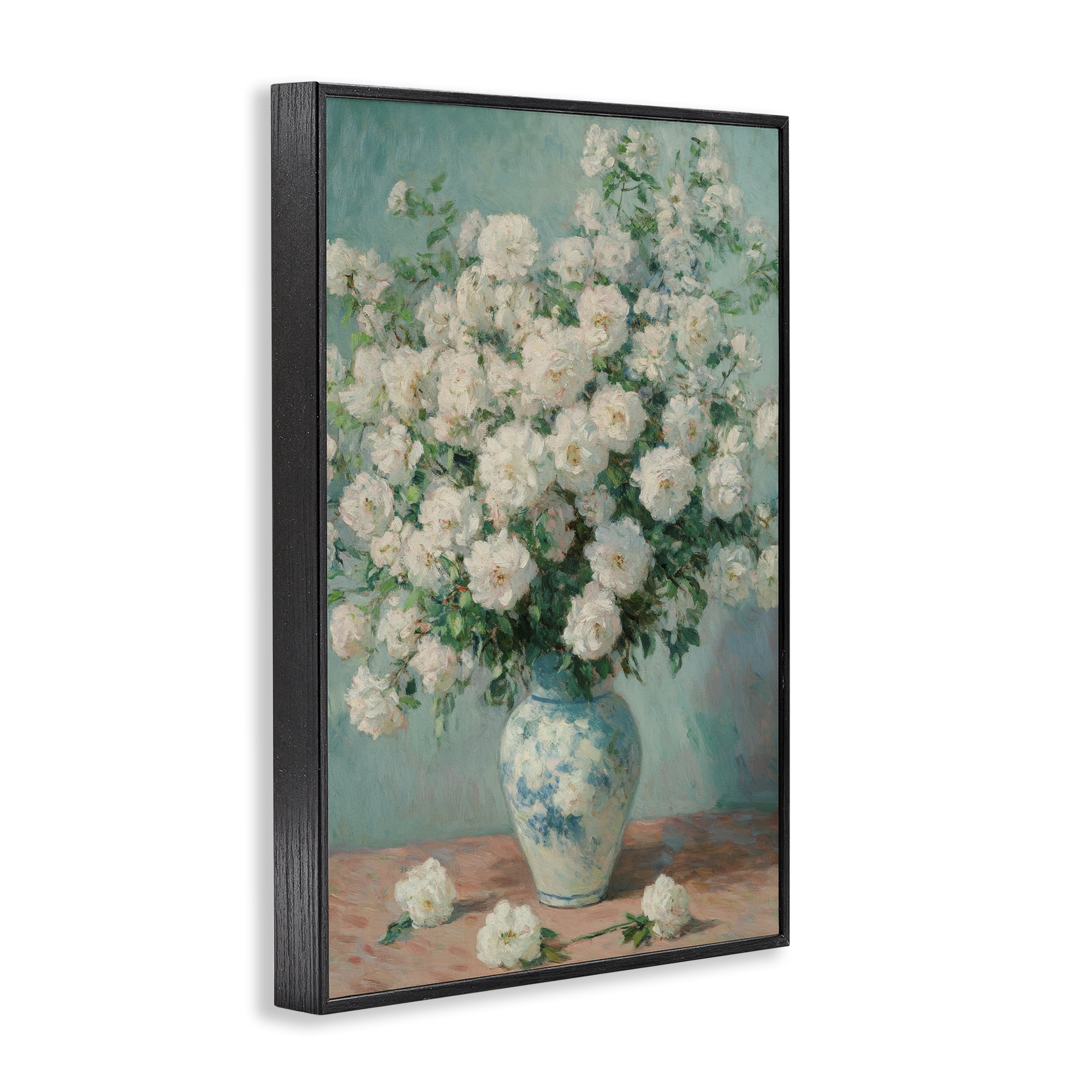 Stupell Industries Lush Bouquet of White Roses Black Framed Giclee Art, design by Petal Prints Design