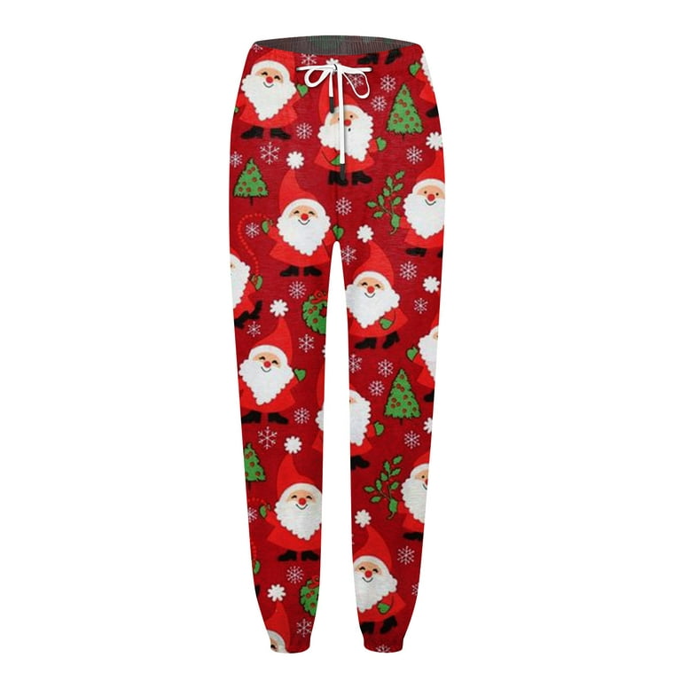 Susanny Christmas Plus Size Sweatpants Snowman Funny High Waisted Workout  Womens Lounge Pants Plus Size Holiday Soft Sweat Pants Loose Fit Red XL 