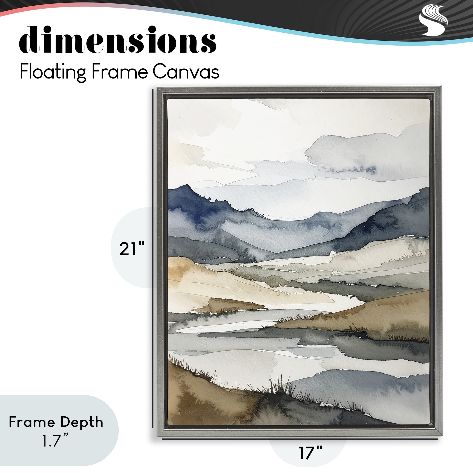 Stupell Industries Flow Of Water River Gray Framed Floater Canvas Wall Art, design by Alonza Saunders