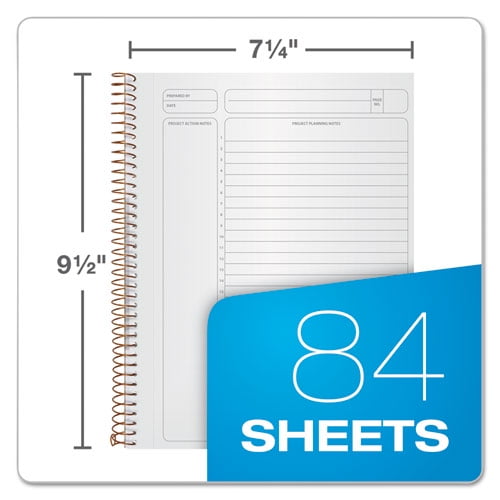 "Gold Fibre Wirebound Project Notes Book, 1 Subject, Project-Management Format, Green Cover, 9.5 X 7.25, 84 Sheets | Bundle of 2 Each"