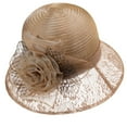 thumbnail image 2 of Jinhomg Fascinators Hats for Women Elegant Organza Floral Sun Hats Casual Wide Brim Church Easter Tea Party Hat 2025 Fashion Spring Summer Outfits Holiday Khaki M, 2 of 3