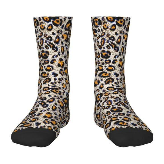 Fuzoiu Leopard Print Kids Socks For Boys Girls,Grip Crew Socks with Non Slip,Lightweight Stretch Crew Socks,Toddlers Crew Boot Socks