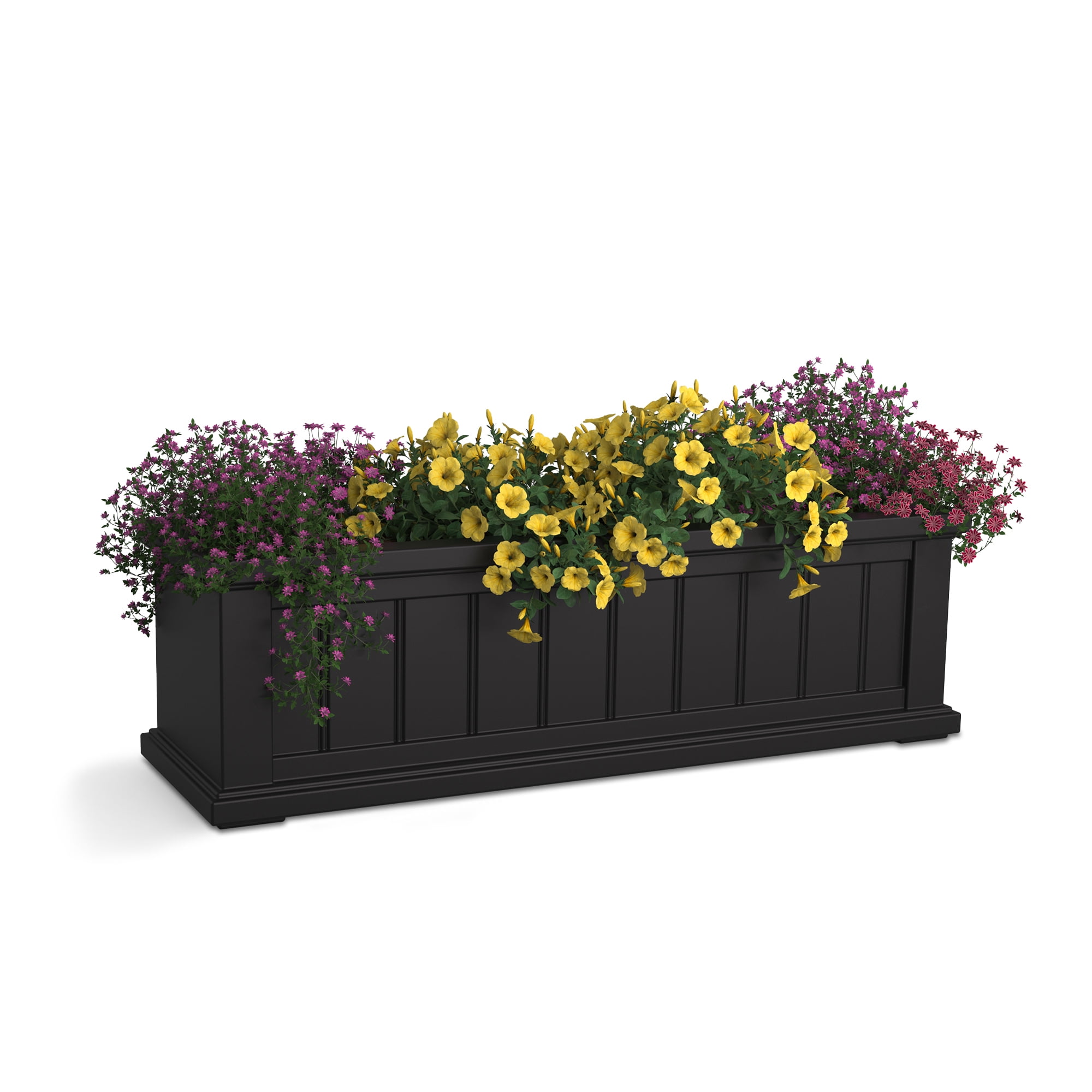Cape Cod 36" x 11" x 11" Rectangle Black Self-Watering Plastic Window Box Planter