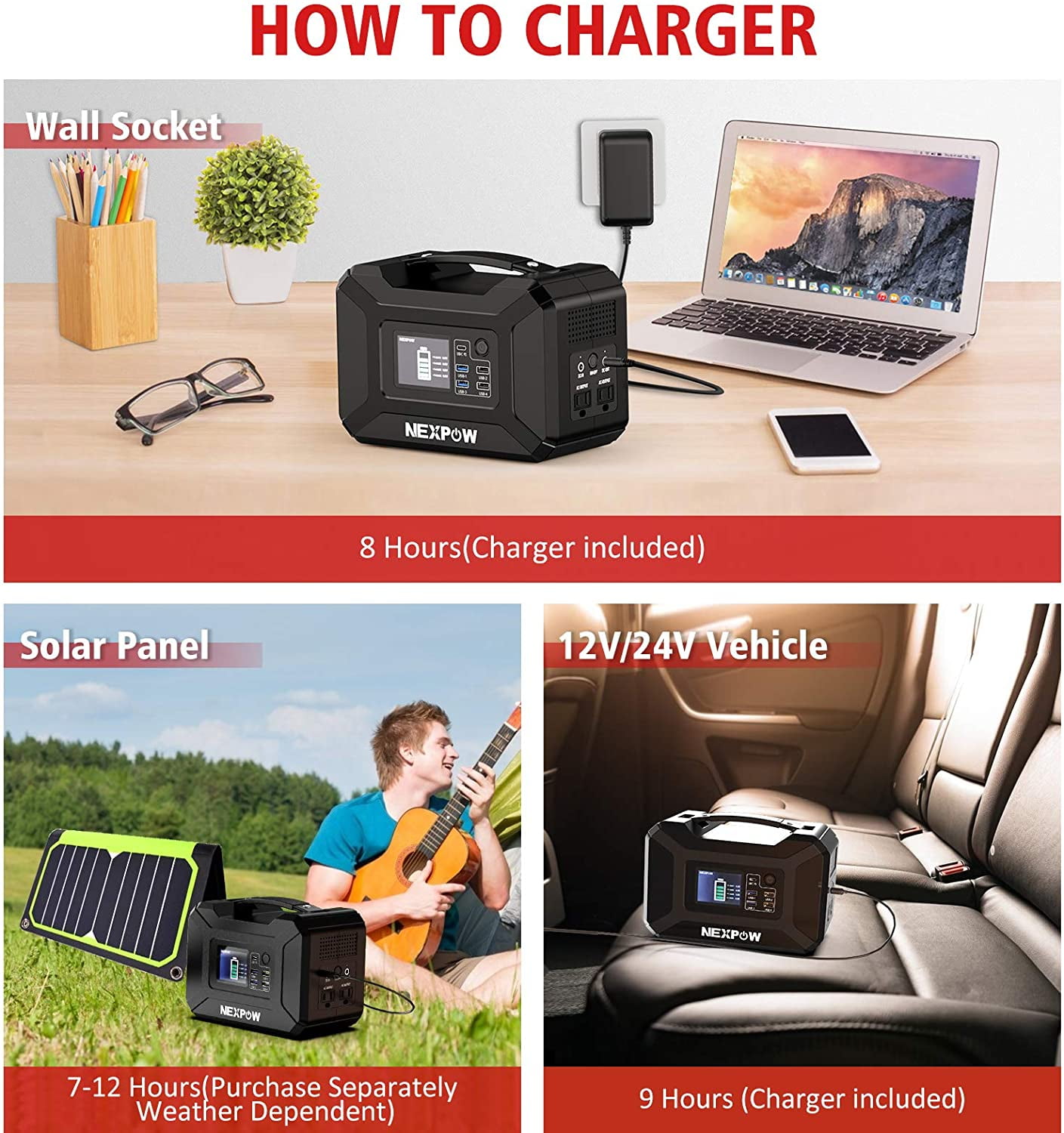 Buy NEXPOW Portable Power Station, 296watts 80000mAh Solar Generator