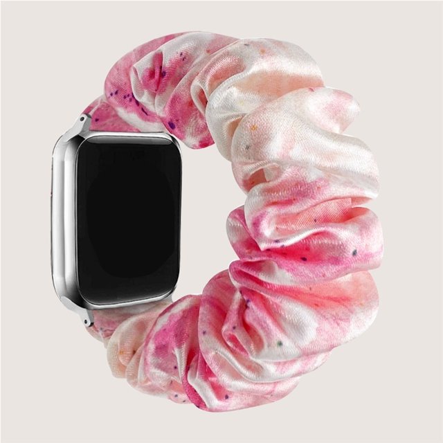 LEEYNEER Suitable for iWatch tie dye rainbow satin colon headband watch with elastic strap