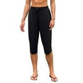 thumbnail image 1 of Charmo Drawstring Swim Bottoms for Womens V Slit Swim Capris Swim Pants with Pockets, 1 of 5