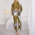 thumbnail image 3 of KLL Fishing Gnome Fisherman Print Women's Long Sleeve Pajamas with Pants Sleepwear Loungewear 2 Set-Medium, 3 of 8