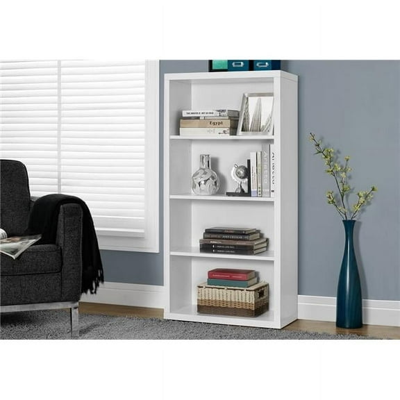 47.5 in. White Particle Board & MDF Bookshelf with Adjustable Shelves