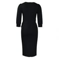 thumbnail image 4 of MORTTIC Women's Crew Neck Bodycon Pencil Dress with Peplum, 3/4 Sleeve Office Wear to Work Dress Black，L, 4 of 16