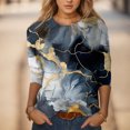thumbnail image 2 of Trendfront Womens Abstract Print T Shirts Crewneck 3/4 Sleeve Relaxed Fit Casual Summer Fall Tee Tops for Women, 2 of 4