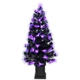 thumbnail image 6 of Northlight 8-Function Fiber Optic Artificial Pine Potted Halloween Tree - 4' - Black - Orange and, 6 of 10