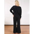 thumbnail image 4 of Women'S Autumn Two-Piece Suit Long-Sleeved Pullover Wide-Leg Pants Matching Casual Set Fashion Clothing Black M, 4 of 5
