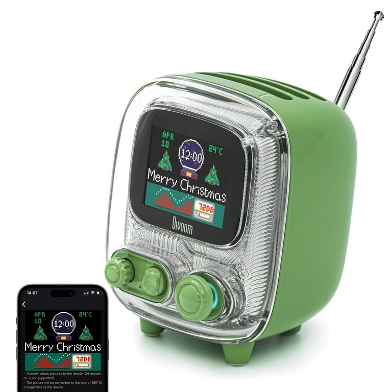 Divoom Tivoo-2 Portable Bluetooth Speaker with FM Radio, Pixelart