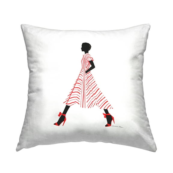 Stupell Industries Trendy Fashion Girl Square Decorative Printed Throw Pillow, 18 x 18