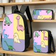 thumbnail image 1 of A Three- ce Cartoon Dinosaur Print Bag Set Features Soft Gradient Colors And Adorable Dinosaur Designs, Making It Suitable for Daily Commutes, Short Trips, And Casual Outings. The Prints Are And, 1 of 5