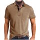 thumbnail image 1 of Men's Summer Solid Color T-shirt With A 3 Button Open Collar And Button Up Short Sleeved Top M, 1 of 5