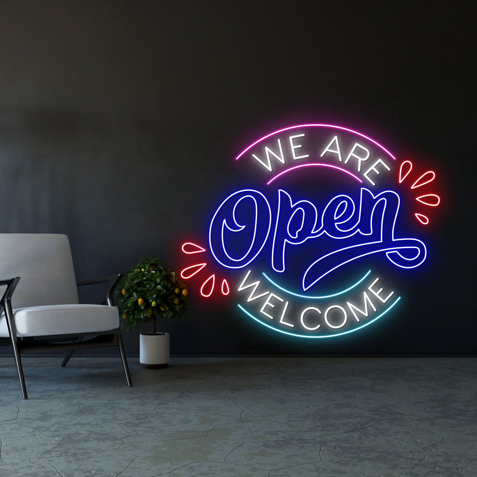 Handmadetneonsign We Are Open Welcome Neon Sign, We Are Open Led Sign, Open Neon Light