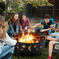 thumbnail image 2 of Renwick 30'' Metal Round Fire Pit with Stars Moons Pattern, Black, 2 of 9