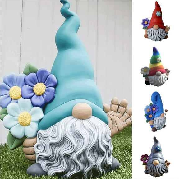 Garden Gnomes Statue Outdoor Decor,Gnomes Garden Decorations,Indoor gnome Figurine Woodstone Color for Home Decoration
