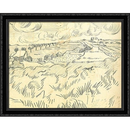 Wheat Fields 36x28 Large Black Ornate Wood Framed Canvas Art by Vincent van Gogh
