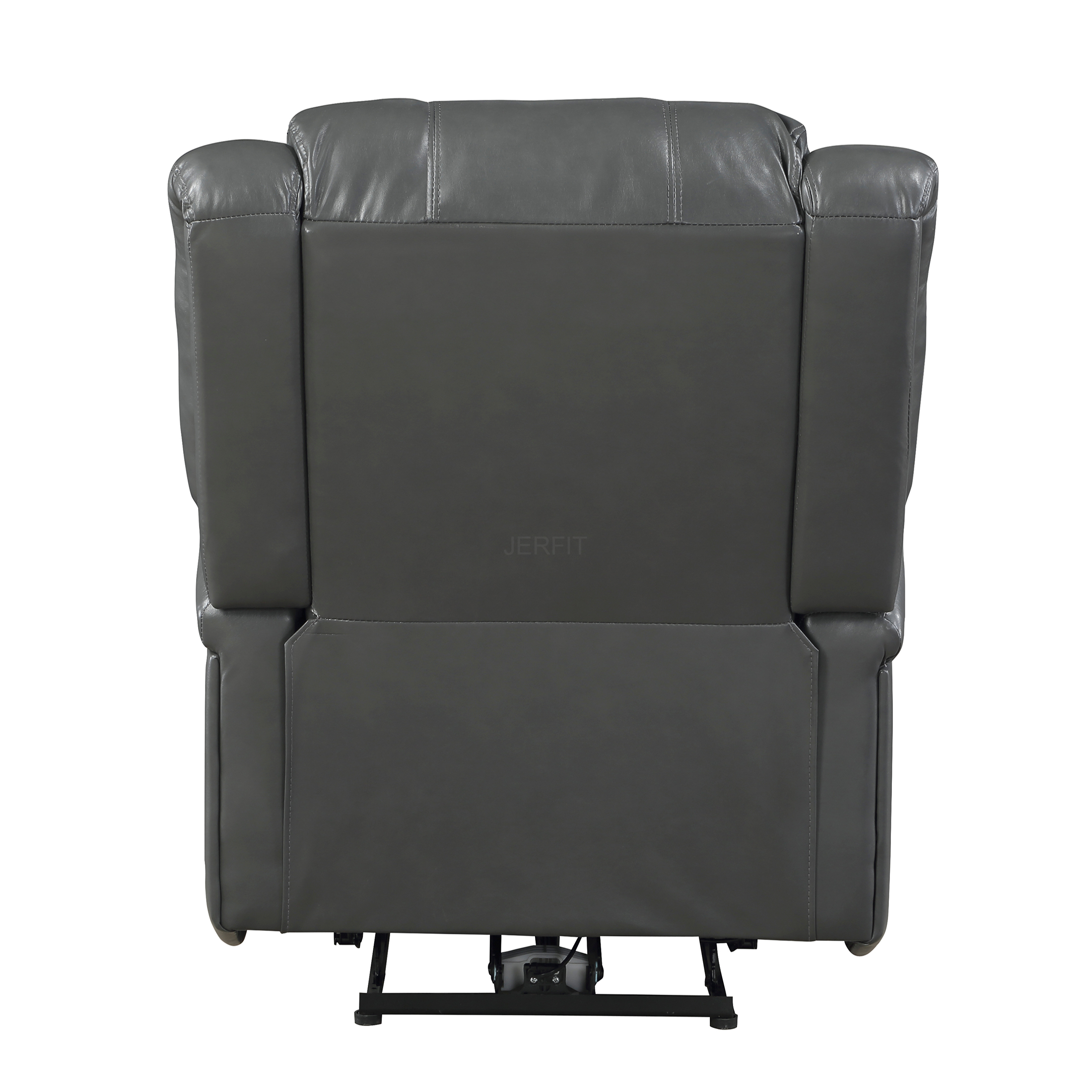 JERFIT Modern Power Recliner Chair with Push-Button Control, Plush Gray Faux Leather Reclining Chair for Living Room, Ergonomic Single Recliner Sofa Chair