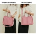 thumbnail image 5 of AOUNQ Canvas Tote Bag for Women Trendy Purse and Handbags Work Tote Bags with Pockets Crossbody Satchel Bag,Pink, 5 of 6