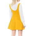 thumbnail image 4 of INSPIRE CHIC Women's Overall Dress Solid U Neck Button Decor Flared Hem XS Yellow, 4 of 9