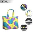 thumbnail image 3 of Travel Tote Bag with Tropical Pineapple Hawaiian Prints Large Capacity Weekender Bag Featuring Exotic Fruit Patterns, Yellow Golden Aesthetic Design, Lightweight Multipurpose, 3 of 5
