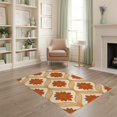 thumbnail image 2 of ODIKA 4'x6' Washable Area Rug Stain Resistant, Low Pile, Easy Care Retro Leaf Blossom Halloween Decor Symmetrical Border Textile Art for Dorm Room, Small Living, 2 of 7