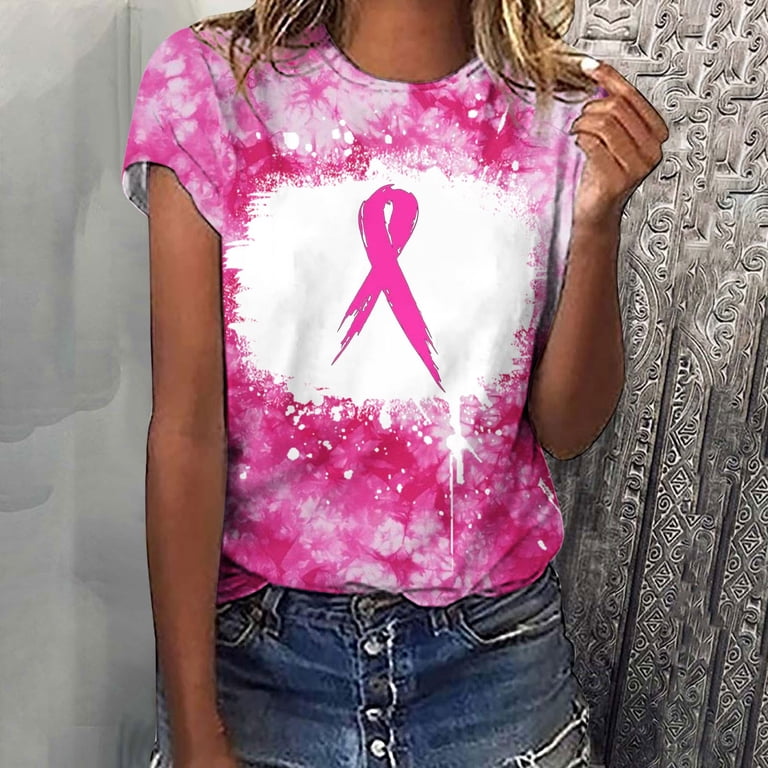 Zylkor Women's Pink Ribbon Shirt - Breast Cancer Awareness Tee, Soft Rayon Blend, Inspirational Top