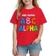 thumbnail image 2 of Blusas y camisas de manga corta con cuello redondo para niños y niñas, camisetas gráficas de manga corta, blusas con estampados bonitos para la temporada escolar., 2 of 9