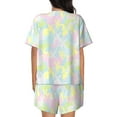 thumbnail image 6 of Uemuo Color Rabbit Pattern Women's Short-Sleeved Pajama, Button-Front Loungewear, 2-Piece Summer Sleepwear, Elastic Drawstring Shorts-3X-Large, 6 of 7