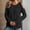 Black, variant on Harpily Womens Long Sleeve Shirts Waffle Knit Cuffed Round Neck Cold Shoulder Cut‑Out Design Shirts for Women Going Outdoor Walk Outfits