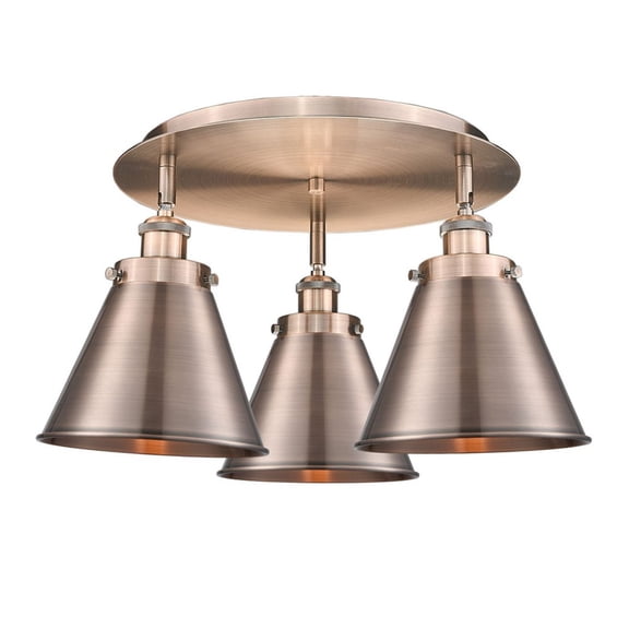 Innovations Lighting Ballston Urban - 3 Light 20" Flush Mount Antique Copper