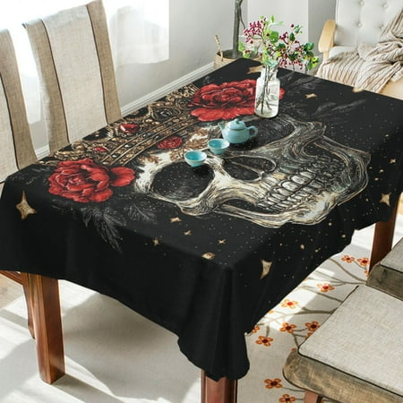 

WOBOGO Crown Skull Black Pattern Square Tablecloth 60×60in Polyester Fabric Tablecloth Washable Dust Resistant Wrinkle Resistant
