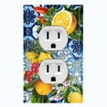thumbnail image 1 of Metal Light Switch Plate Cover Elegant Floral Fruit Blue Tile Pattern TIL018, 1 of 13