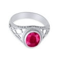 thumbnail image 3 of AFFY Celtic Lady's Simulated Ruby Ring In 14K White Gold Plated 925 Sterling Silver Jewelry for Ladies, Ring Size 14, 3 of 4